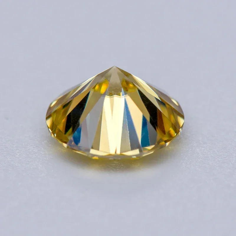Moissanit-Edelstein in Zitronengelb, runder Schliff, im Labor gezüchteter Diamant für DIY-Charms, Schmuckherstellung für Damen mit Zertifikat – Detail 2