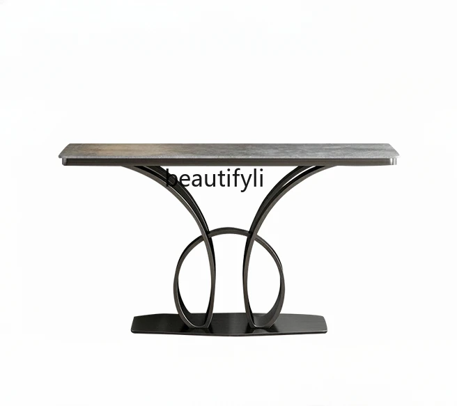 

Italian Affordable Luxury Style Console Tables against the Wall Stone Plate Ultra Narrow Partition Side View Sets Curio Cabinet