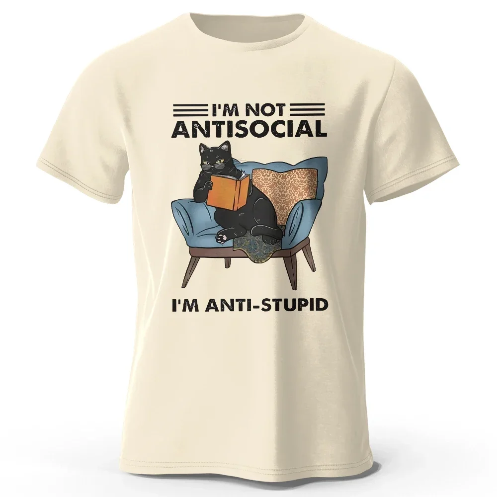 Men'sand Womens I Am Not Anti Social Printed T-Shirt  Funny Cat Graphic Tees for Men Women Summer Tops  Graphic T Shirts