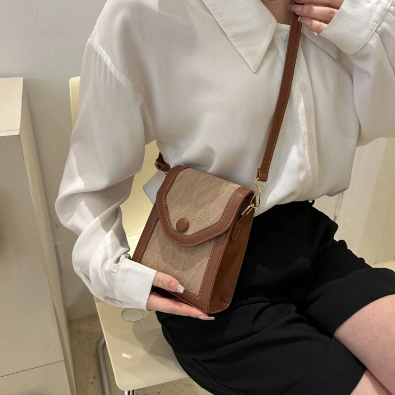 

Модная сумка через плечо с текстурой, сумка для мобильного телефона, сшитая женская сумка Мобильная сумка