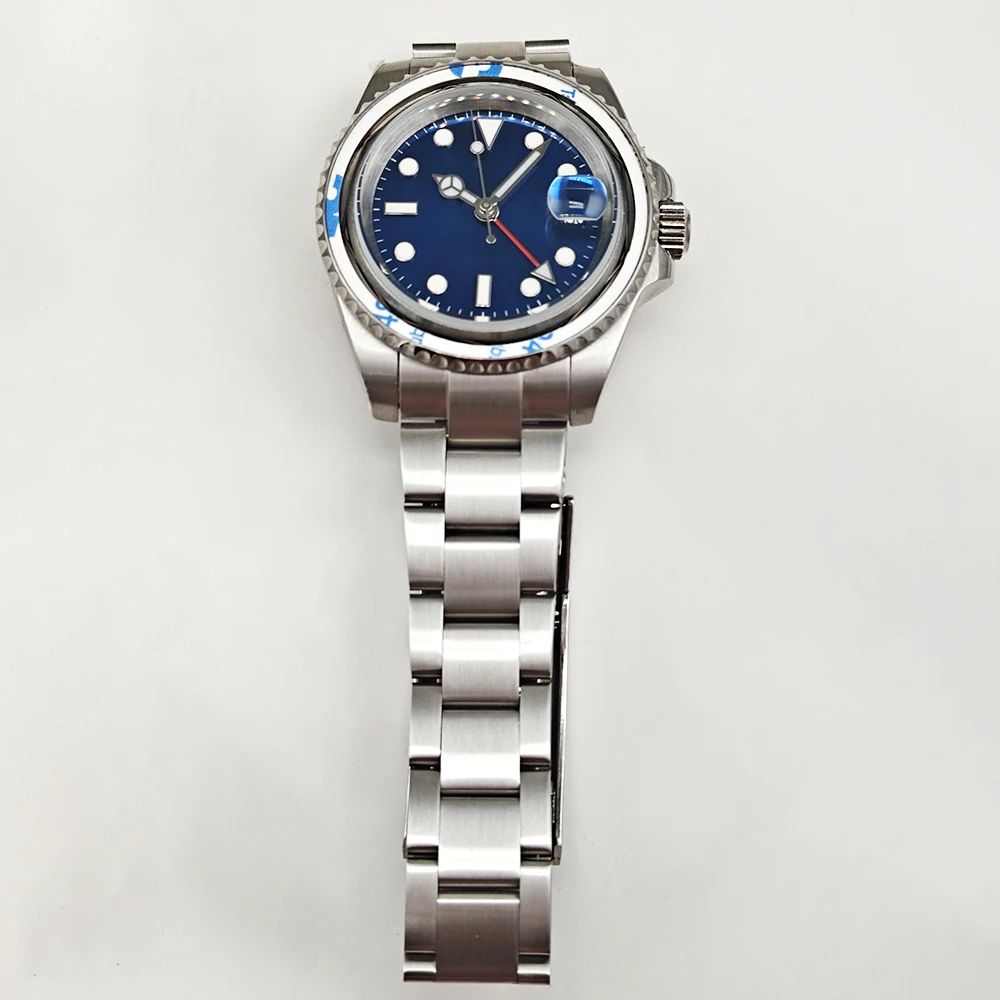 Мужские автоматические механические часы 40 мм, часы из нержавеющей стали 316L, подходят для часов NH34, роскошные часы для дайвинга с синим циферблатом