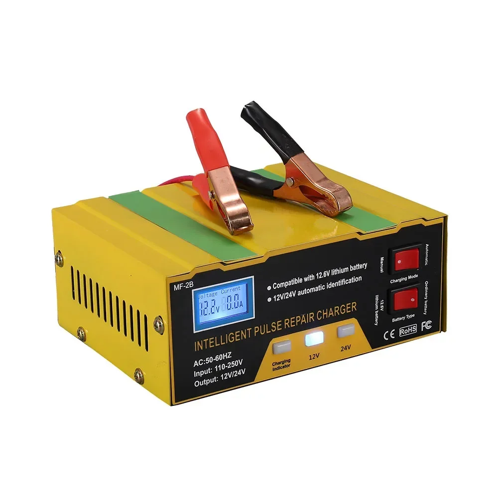 

Автомобильное зарядное устройство 12 В 24 В для мотоцикла, свинцово-кислотное зарядное устройство, интеллектуальный импульсный ремонт