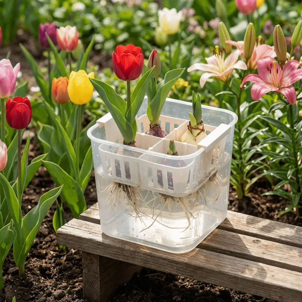 4 Grids Hydroponics Nursery Pots Clear Planter Containers Tulip Bulb Planter Square Self Watering Water Culture Planter