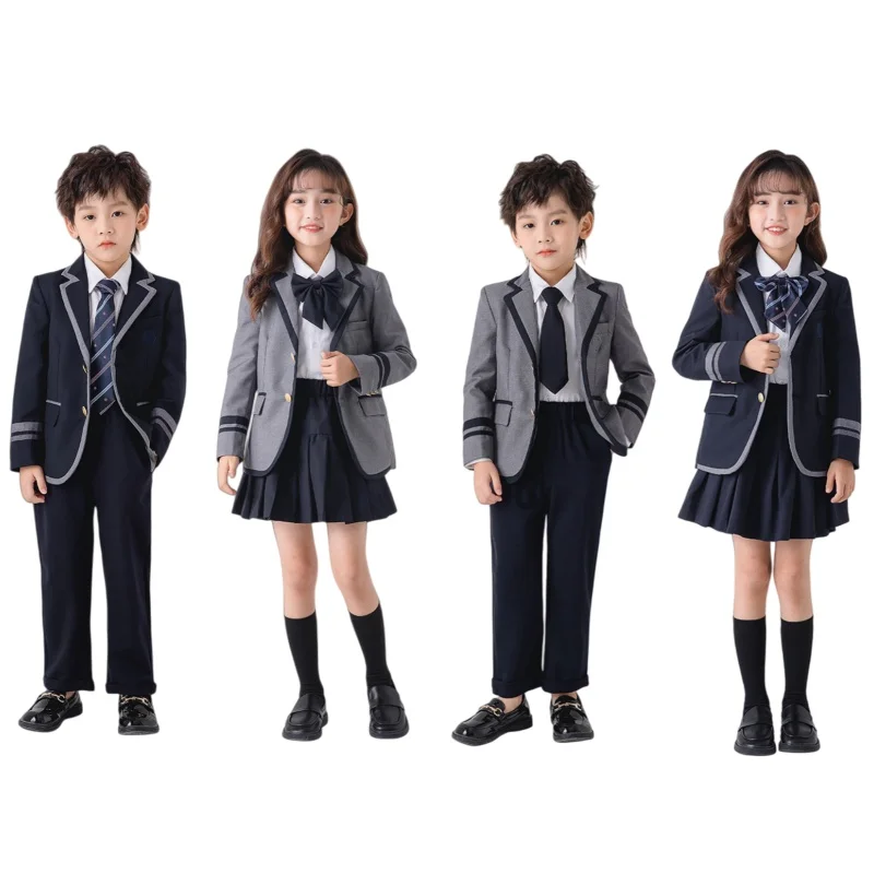 British Style Japanese School girls Uniform Dress Boys High School Uniform Sets Children's School Performance Costume