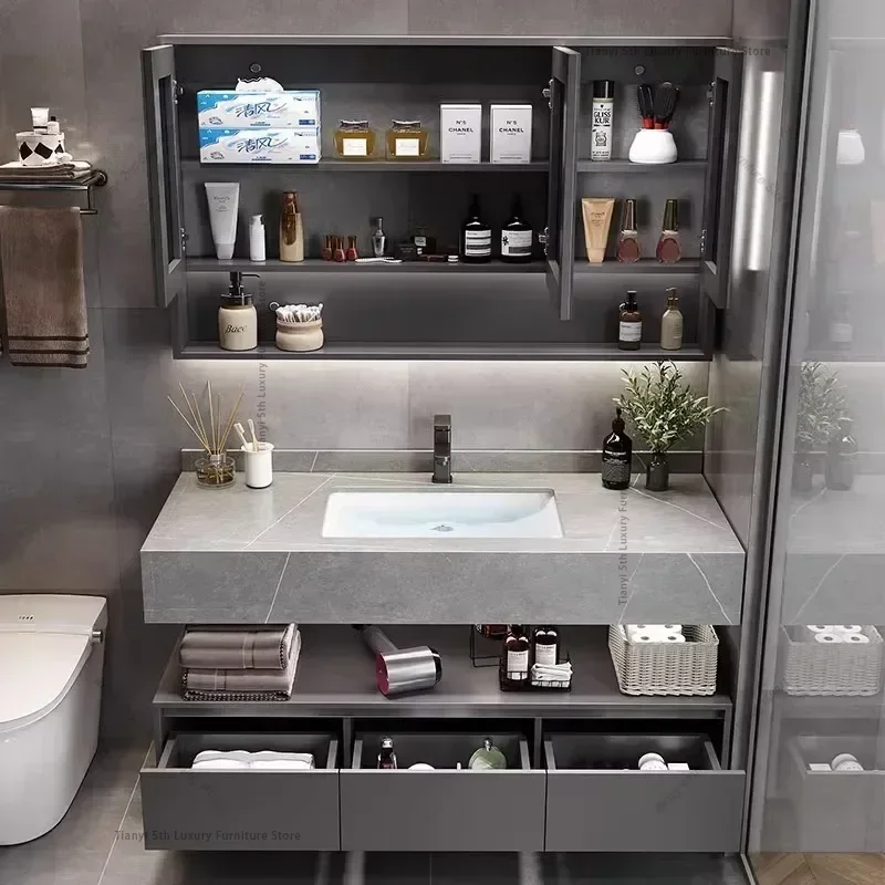 Nowoczesna inteligentna szafka łazienkowa Wielofunkcyjna, odporna na wilgoć lustrzana umywalka Meble domowe Мебель Для Ванной FYBC