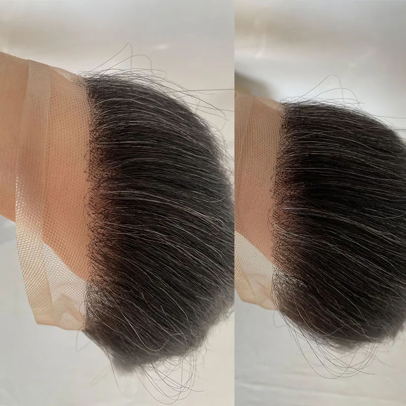 Peluquín de frente para hombres, piel Frontal de encaje Invisible HD, postizos de espalda de PU, Topper de cabello Frontal, Color 1B20, 4x18