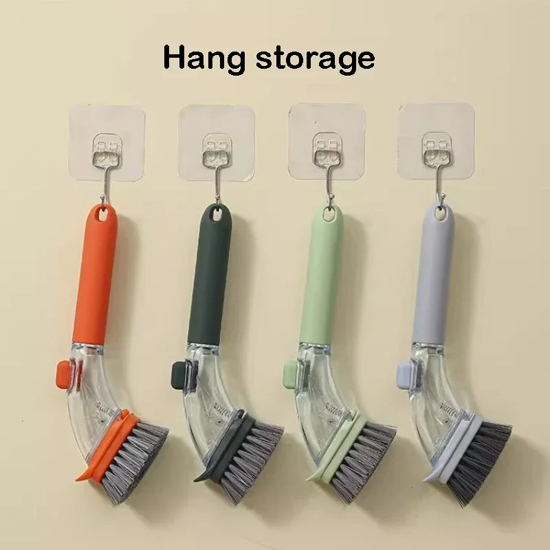 Multifunctional Kitchen Pot Cleaning Brush Anti-Splash Create Press-Type Integrated Cleaner for Household & Dorm