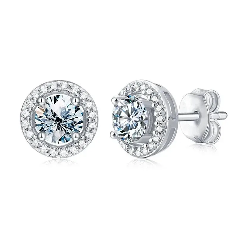 Stylever 0.5-1CT orecchini a bottone con diamanti Moissanite certificati classici per le donne gioielli da sposa di alta qualità in argento Sterling