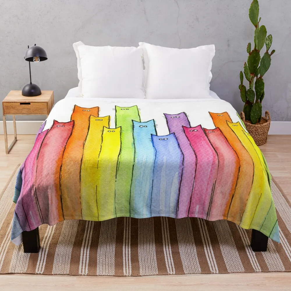 

Rainbow of Cats Throw Blanket Summer Beddings Beautifuls blankets and throws Thins Blankets