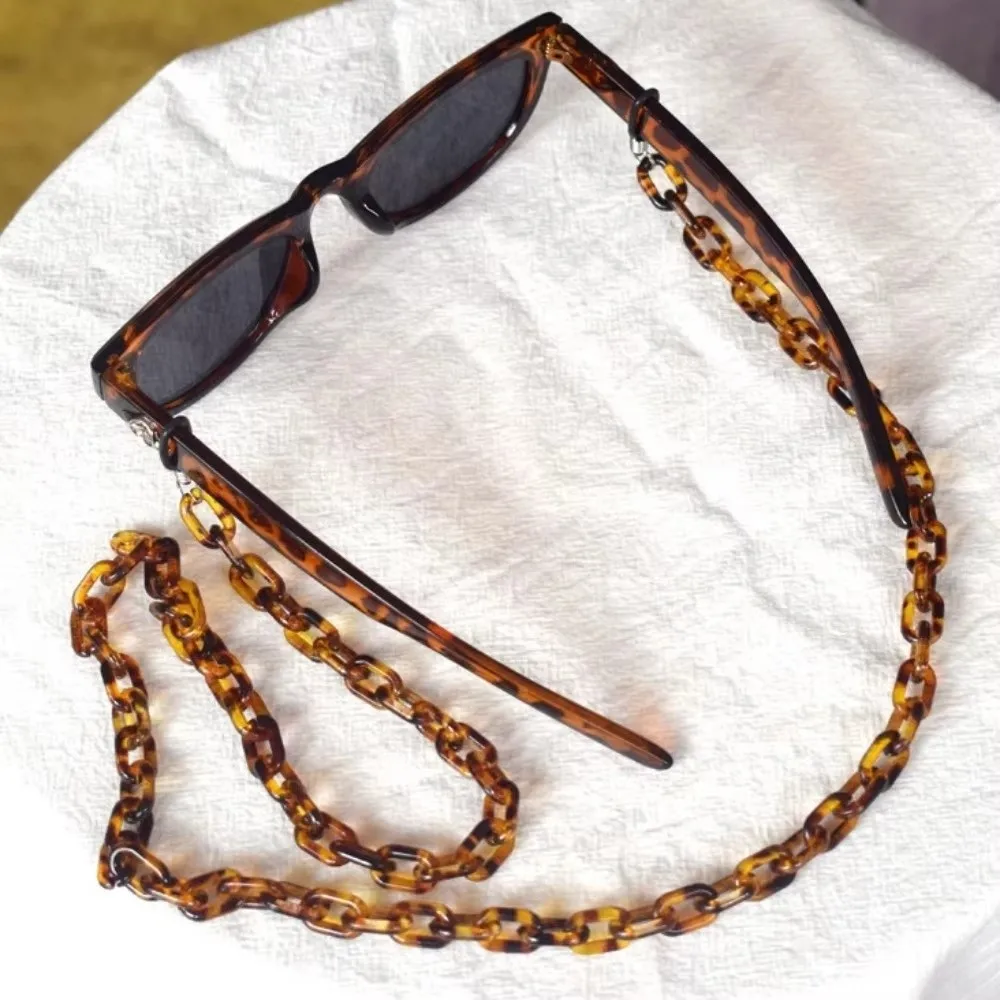 Anti-Slip Leopard Acrylic Glasses Chain Anti-Lost Decorative Sunglasses Lanyard Chain Handmade Beads Reading Glasses Rope