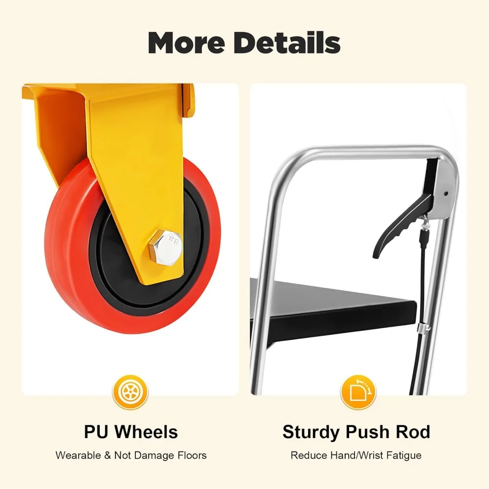 Гидравлический подъемный стол тележки, ручной двойной ножничный подъемный стол 500 фунтов с 4 колесами, гидравлические подъемные столы с высотой подъема 45 для M