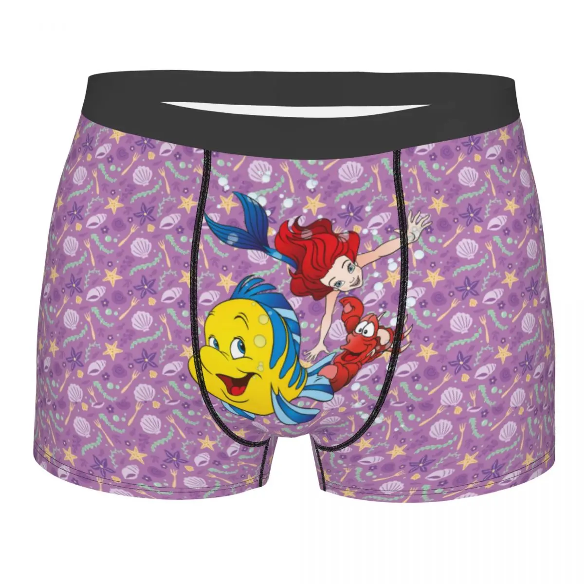 Benutzerdefinierte die kleine Meerjungfrau Boxershorts für Herren 3D-gedruckte Prinzessin Ariel Unterwäsche Höschen Slips Stretch-Unterhose