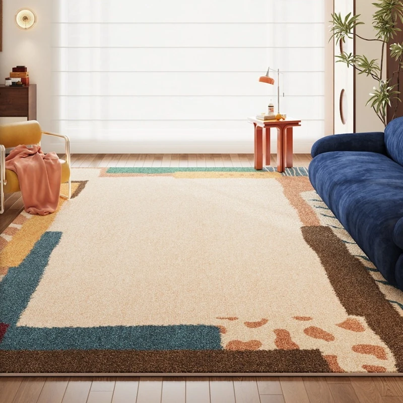 Dopamine Color Clash Living Room Carpet Large Area Sofa Rugoldable Machine Washable Bedroom Bedside Non-slip Soft Floor Mat 러그