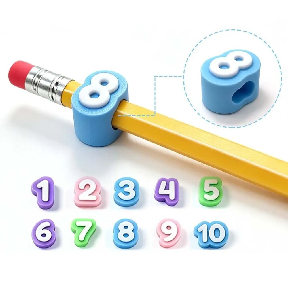Creative Numbered Pencil Toppers Portable Flexible Reusable Pen Caps Durable Colorful Pencil ID Markers Children