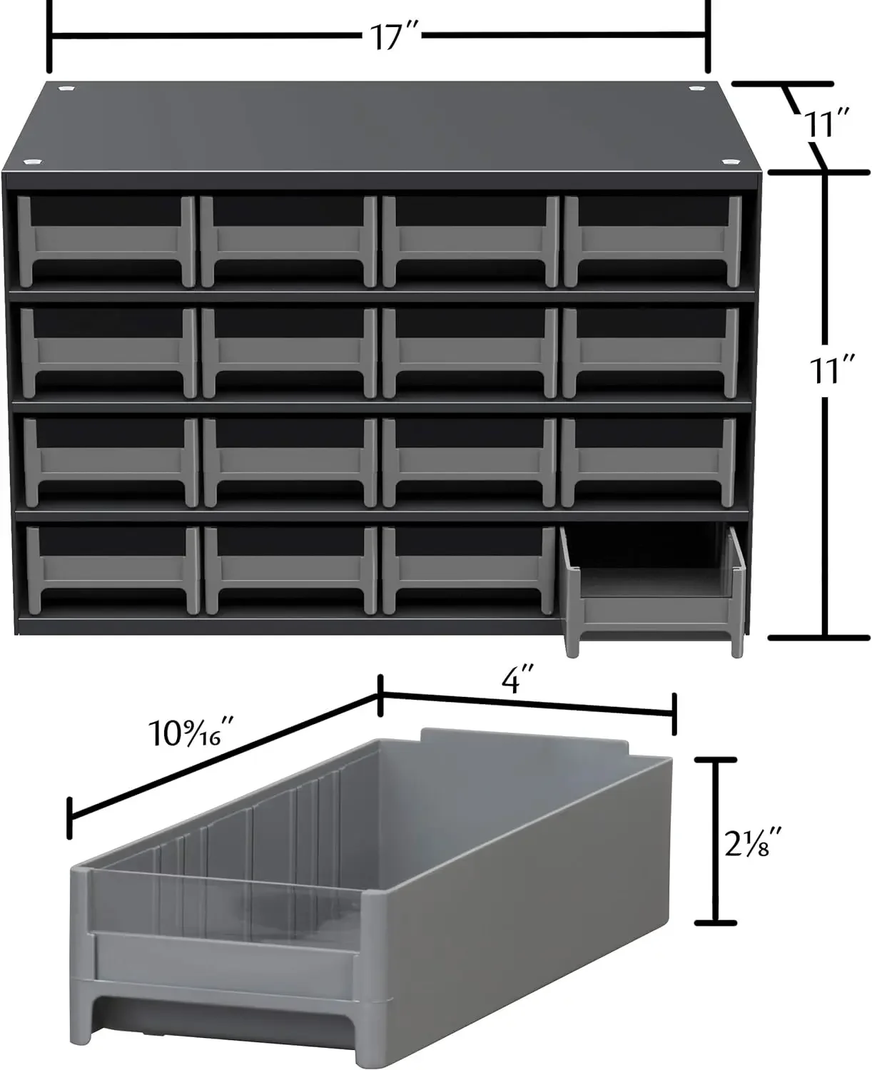 Akro-Mils 19416 Steel Parts Garage Storage Cabinet Organizer for Small Hardware, Nails, Screws, Bolts, Nuts, and More, 17-Inch W