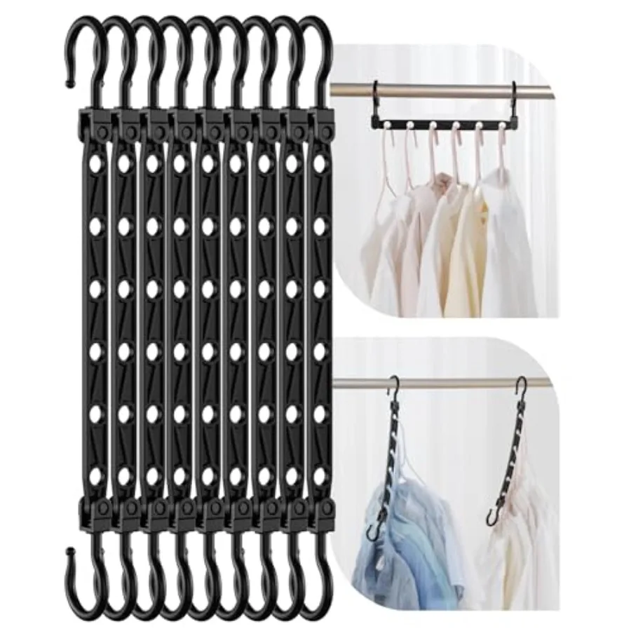 Cintres Gain de Place - Cintres Pliables avec 6 Trous et Crochets Rotatifs à 360° °   Porte-vêtements robustes pour vêtements lourds