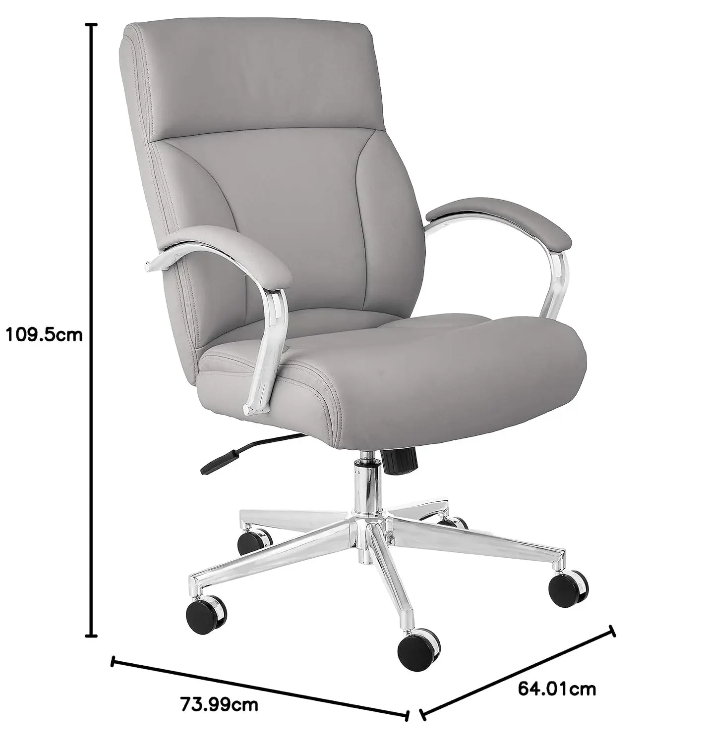 كرسي مكتب تنفيذي مع سهولة التجميع، سعة 275 رطل، وسادة كبيرة الحجم، 29.13 بوصة عمق × 25.2 بوصة عرض × 43.11 بوصة ارتفاع، جلد رمادي مستعبد #3