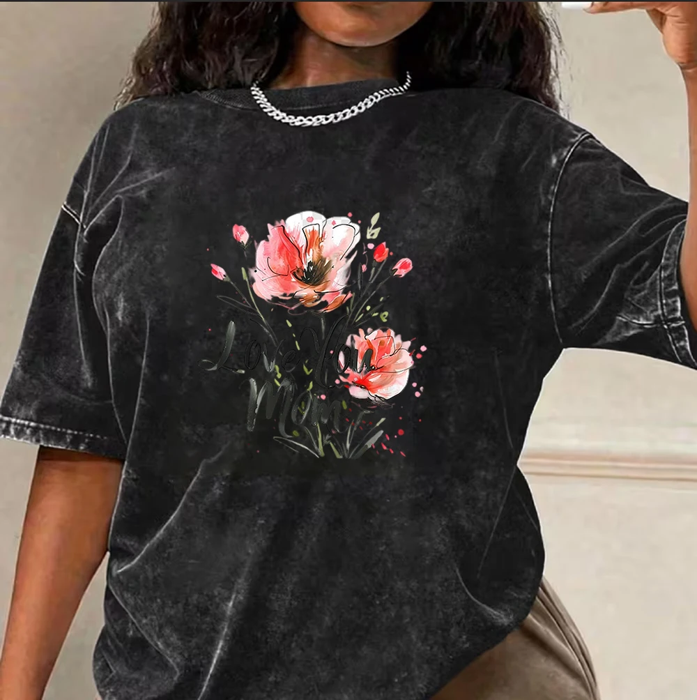 Vintage Acid Wash Watercolor Peony 