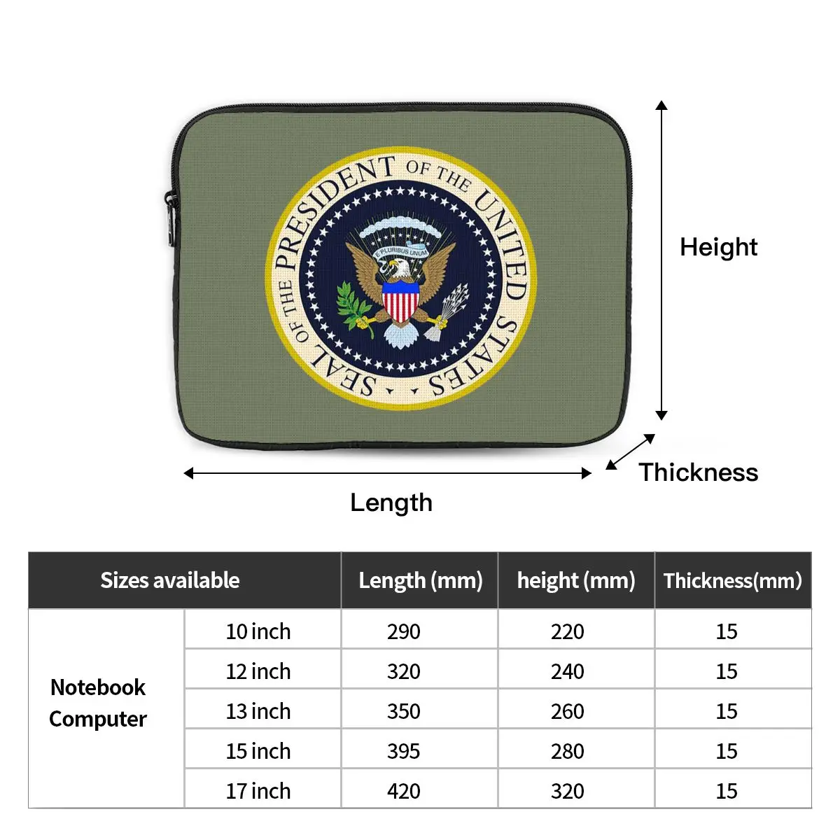 Seal Of The President Of The United States  Notebook Laptop Bag10 12 13 15 17Inch For Macbook Air Pro Tablet Shockproof Case Bag
