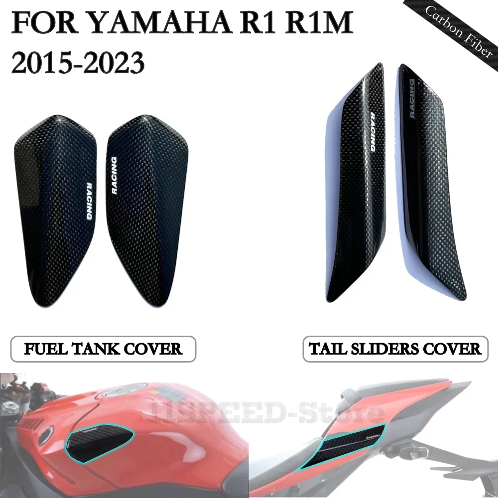 

Carbon Fiber Fuel Tank cover and Tail Sliders Decorative Cover For Yamaha YZF-R1 R1 R1M 2015-2023 Moto Accessories