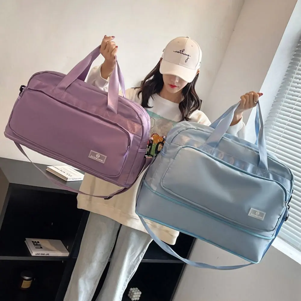 Expandable Travel Duffel Bag Crossbody Large Capacity Travel Luggage Bag Waterproof Wear Resistant Women's Fitness Handbag