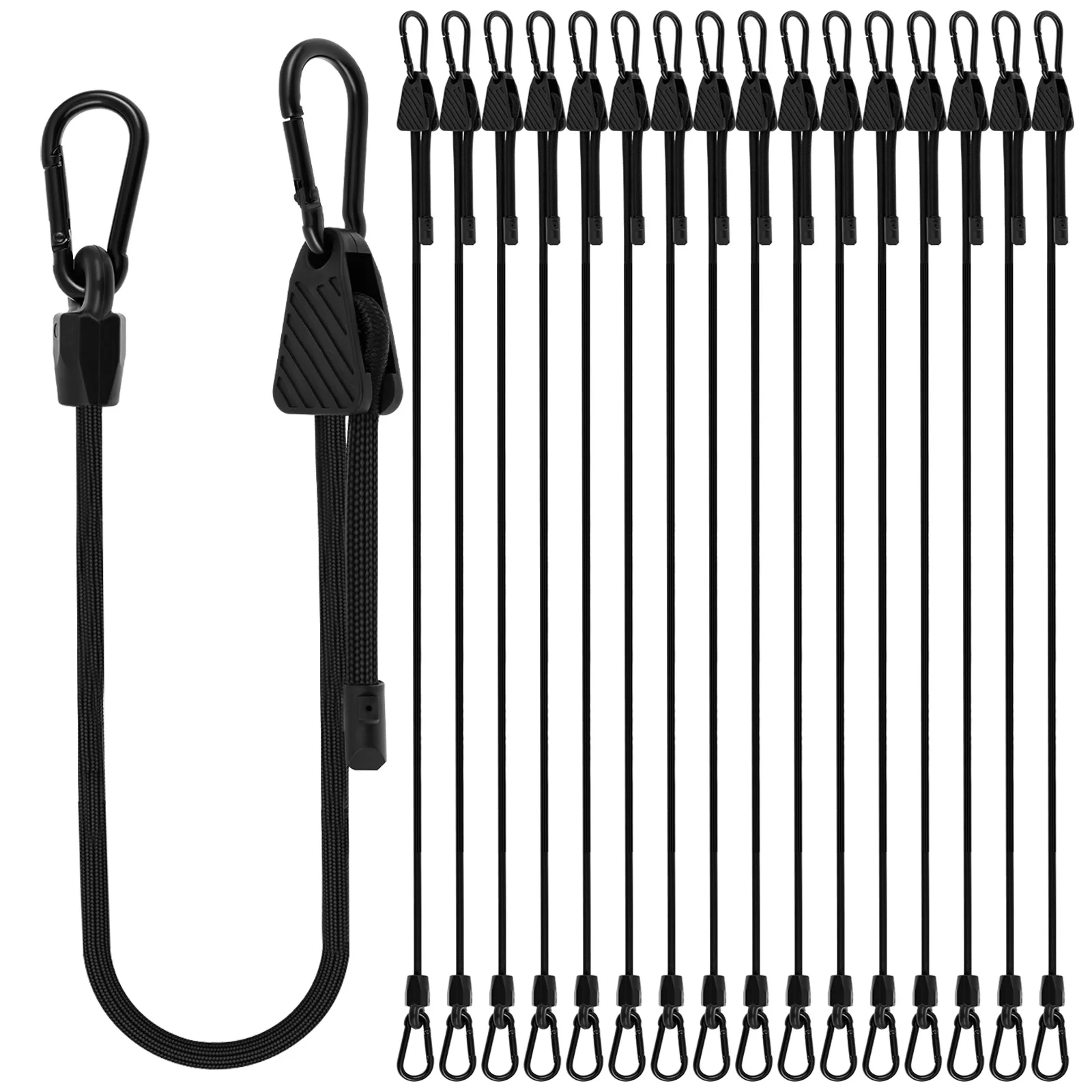 

16Pcs Adjustable Bungee Cord Set with Carabiner Hook Adjust from 7 to 48 Inch Weather Resistant Outdoor Bungee Strap for Camping