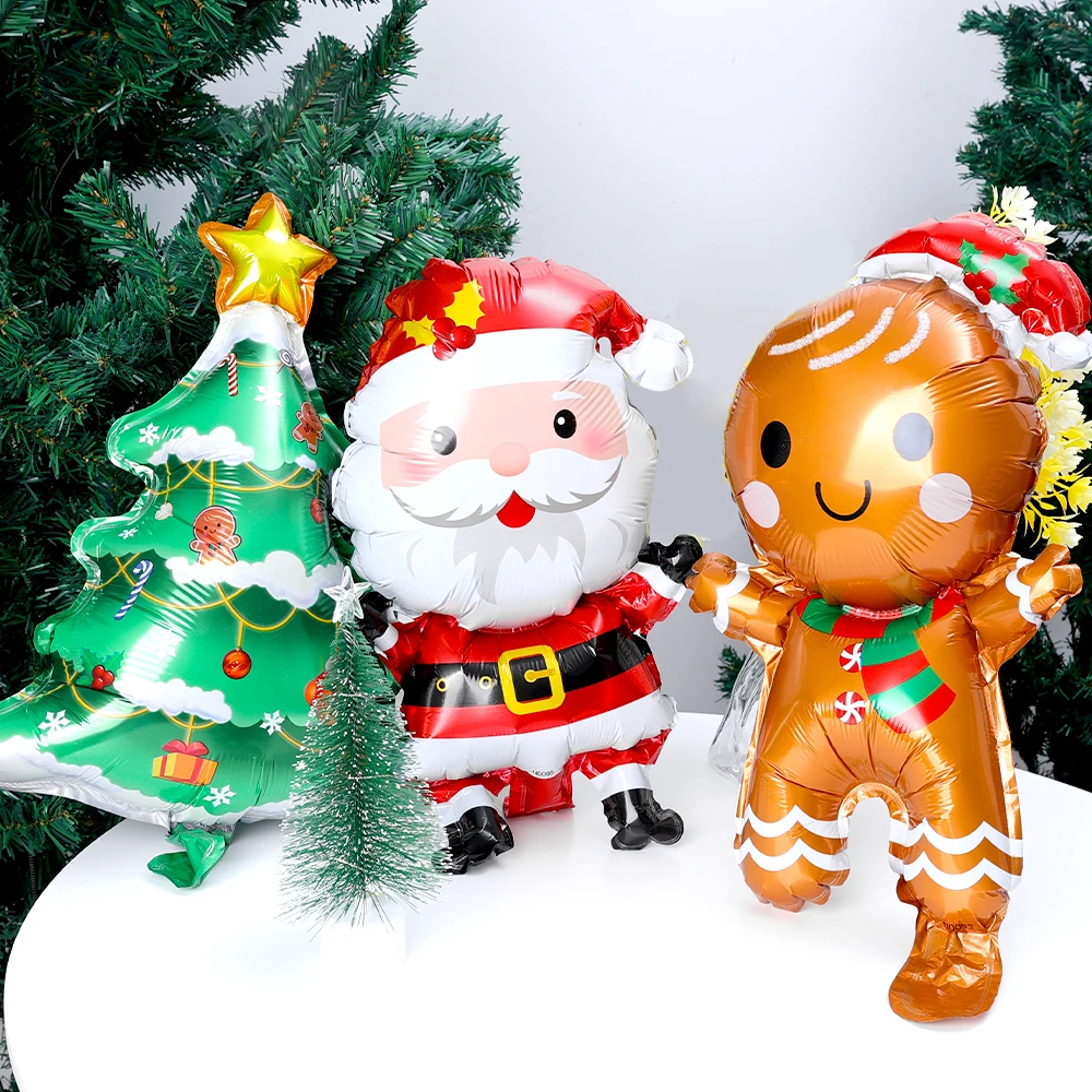 5-15Pcs Christmas Balloons Xmas Snowman Gingerbread Man Santa Aluminum Foil Ballon Birthday Party Holiday Decorations Christmas