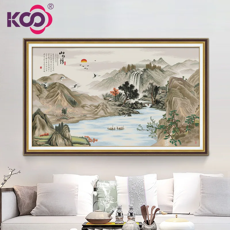 KS cross stitch kits Painting Flowing Water Bringing Wealth, Mountains and Rivers Spring Image Full Embroidery joy sunday