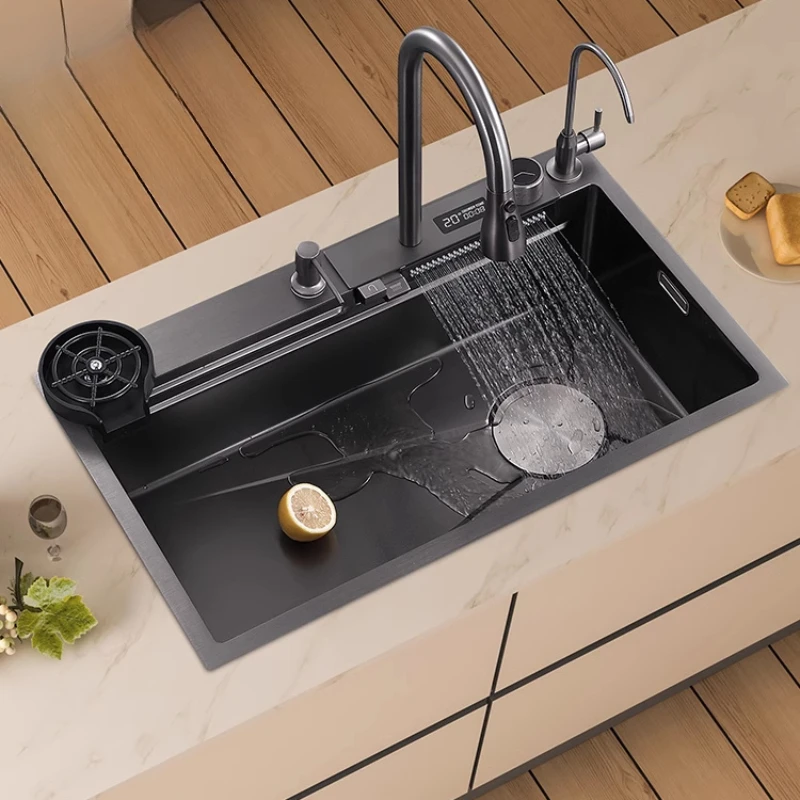 

Waterfall sink 304 stainless steel sink kitchen nano multifunctional sink 95