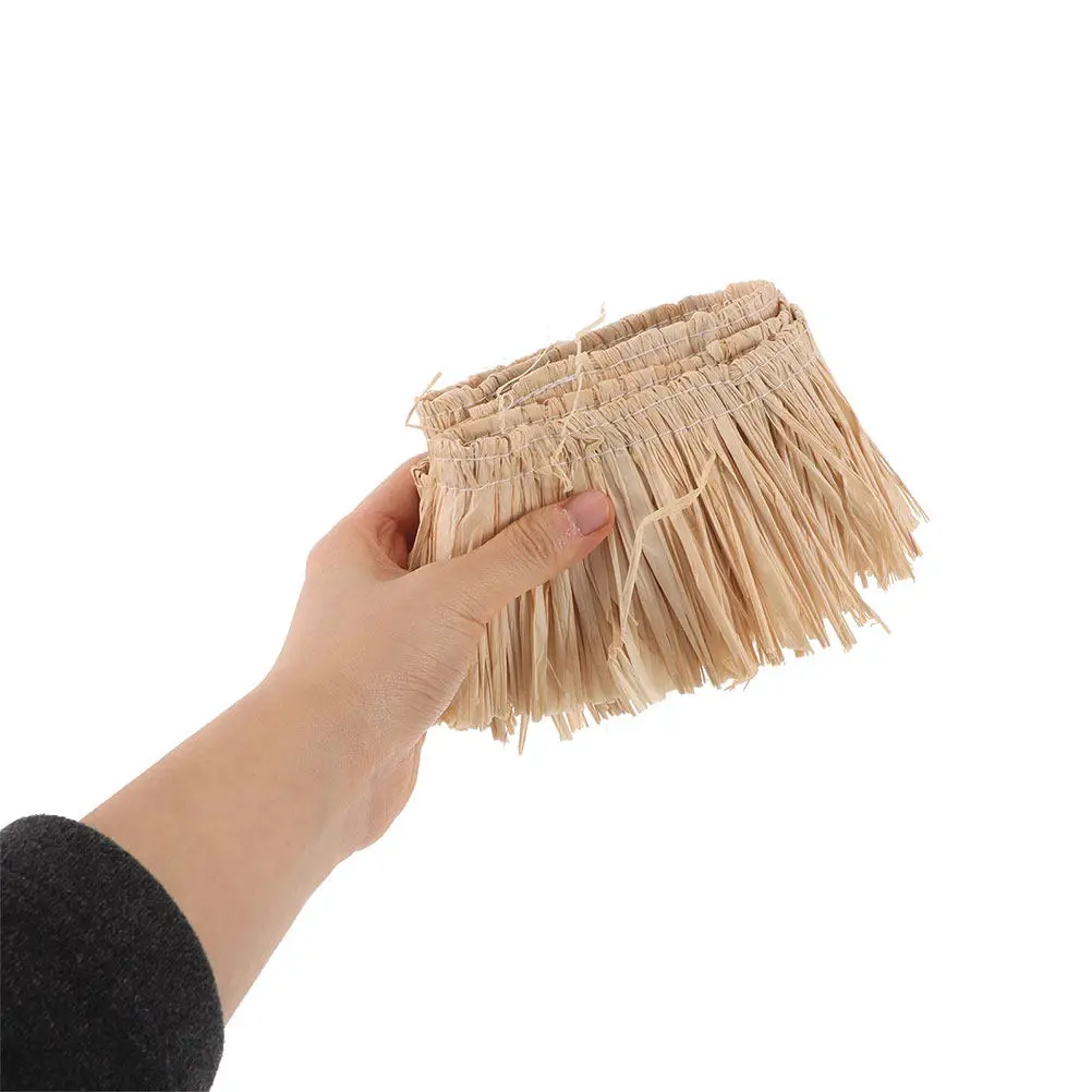 Falda de Borlas Tejidas de Rafia Natural para Decoraciones de Fiesta Luau, Adorno para Bolsos DIY, Manualidades con Temática Tropical