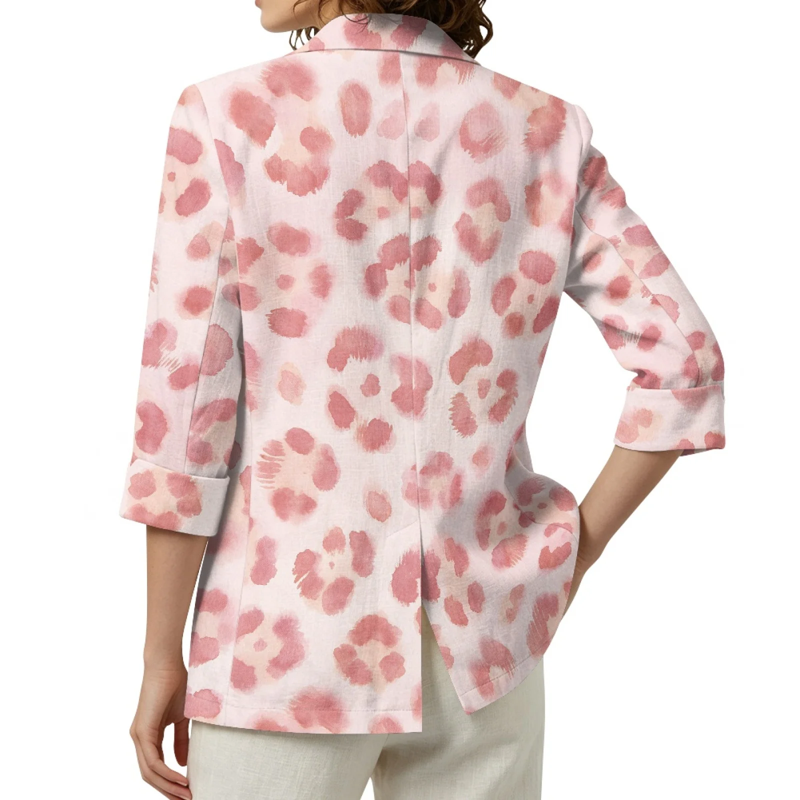 PENSTROLL Pink Leopard Linen Like Layering Tank Jacket Cozy Light Cover Up for Womens Sizes S-3XL