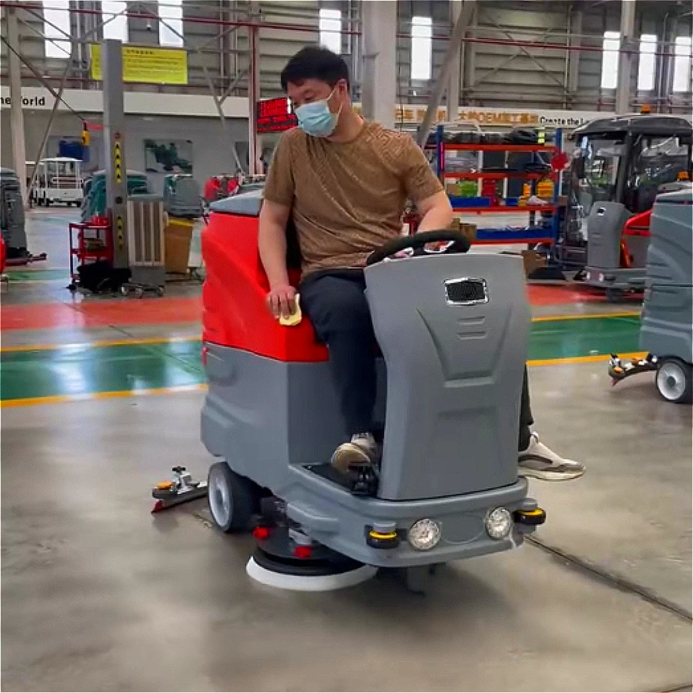 China High Quality Model 870 Factory Direct Sale Ride-On 5-6H Work Time Scrubber Warehouse Cement Floor Washing Machine