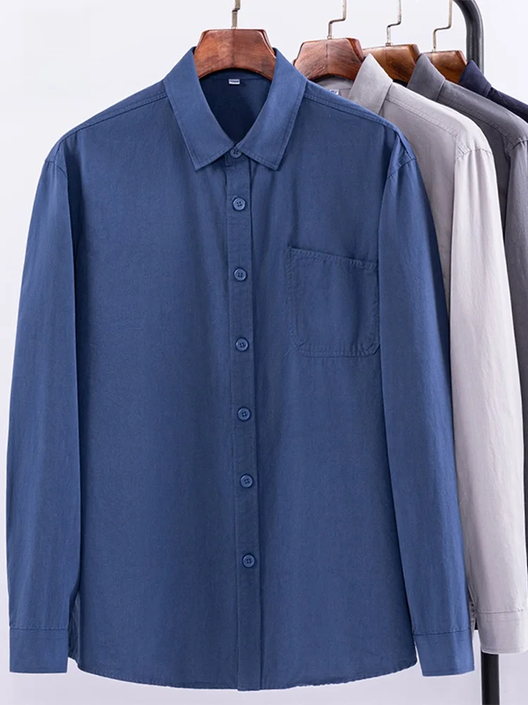 

American Sle Casual Long Sve Collared Men's irt Blue Spring Autumn Faionable Top Men's Wear Cotton Waed Loose Fit