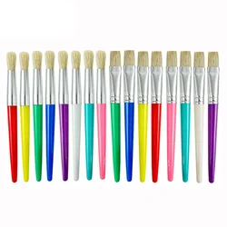 Set di 4 pennelli colorati per bambini Set di pennelli per pittura con setole di maiale con manico in plastica per colori acrilici ad olio ad acquerello