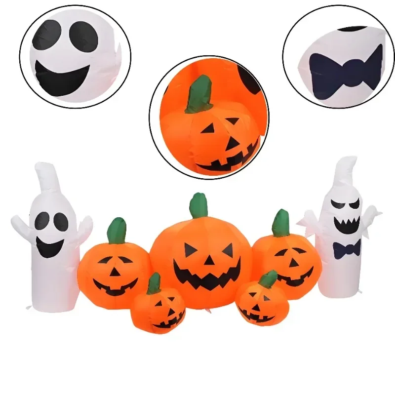 2.3 متر/7.5FT لعبة قابلة للنفخ اليقطين شبح مجموعة في الهواء الطلق حديقة ساحة الحديقة ديكور هالوين ديكور نفخ نموذج المدمج في أضواء LED