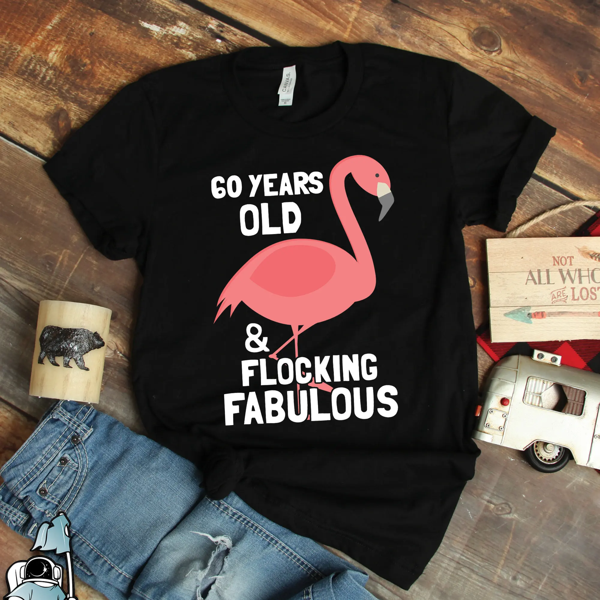 60th Birthday T Shirt s Flamingo 60 Years Old Flocking Fabulous Sixty Party