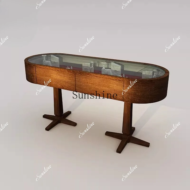 

Multifunctional Jewelry Store Nakajima Cabinet Movable Glass Display Solid Wood Cabinet FT