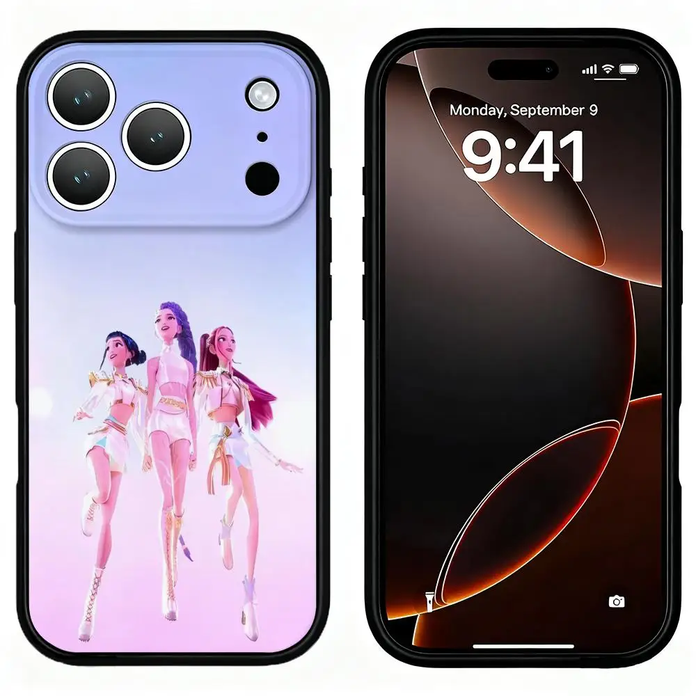 KPop D-Demon H-Hunters Telefoonhoesje voor IPhone 17 Air 16 16e Plus Pro MAX15 14 13 12 11 Xr 7 8 6 Se XSmax Zachte zwarte hoes