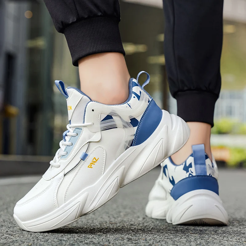 Thick Sole Versatile Clunky Sneaker for Men 2025 New Trend Mesh Lace Up Breathable Casual Sports Shoes Increased Soft Soles Men