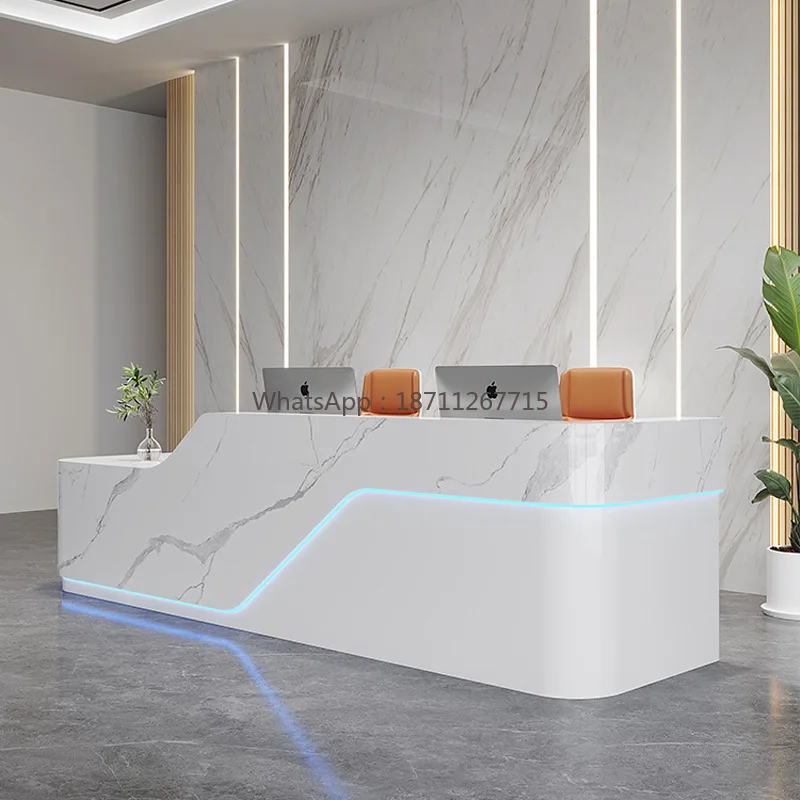 

Front desk reception counter of modern and minimalist training institution counter