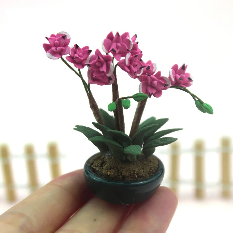 

1/12 миниатюрный кукольный домик Phalaenopsis, горшечное растение, мини-цветочная модель, игрушка для кукольного дома, аксессуары, украшение ob11 bjd