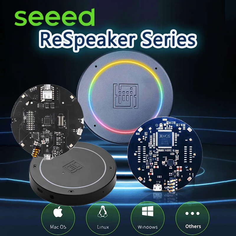 Микрофонная матрица серии Seeed ReSpeaker V3.0/USB Микрофонная матрица XVF3000 XMOS XVF3800 ESP32S3 с искусственным интеллектом (опционально), 4-микрофонная матрица для четкого голоса