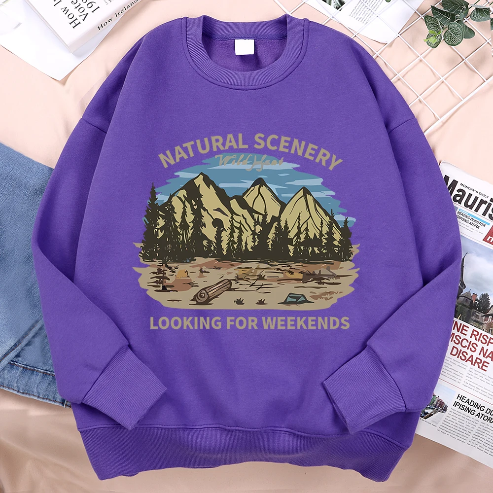 Natural Scenery Looking For Weekends Menswear Hip Hop Loose Pullover Comics Fleece Sweatshirt Autumn Loose Hoodie Crewneck Hoody