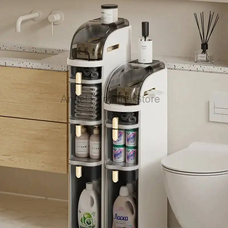 

Storage 2023 Light Luxury Bathroom Slit Cabinet Rack Narrow Slit Storage Cabinet Free Installation Toilet Storage Cabinet Floor