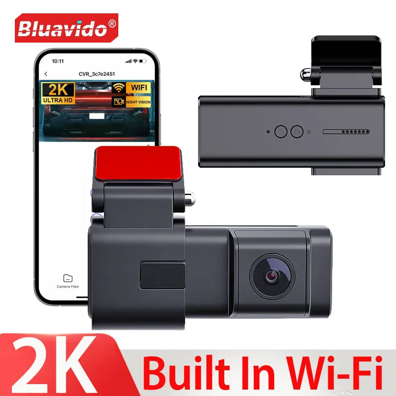 

Bluavido 2.5K Ultra HD Dash Cam 1440P Wide Angle Wi-Fi APP Control G-Sensor Super Night Vision Parking Monitor Car DVR Camera