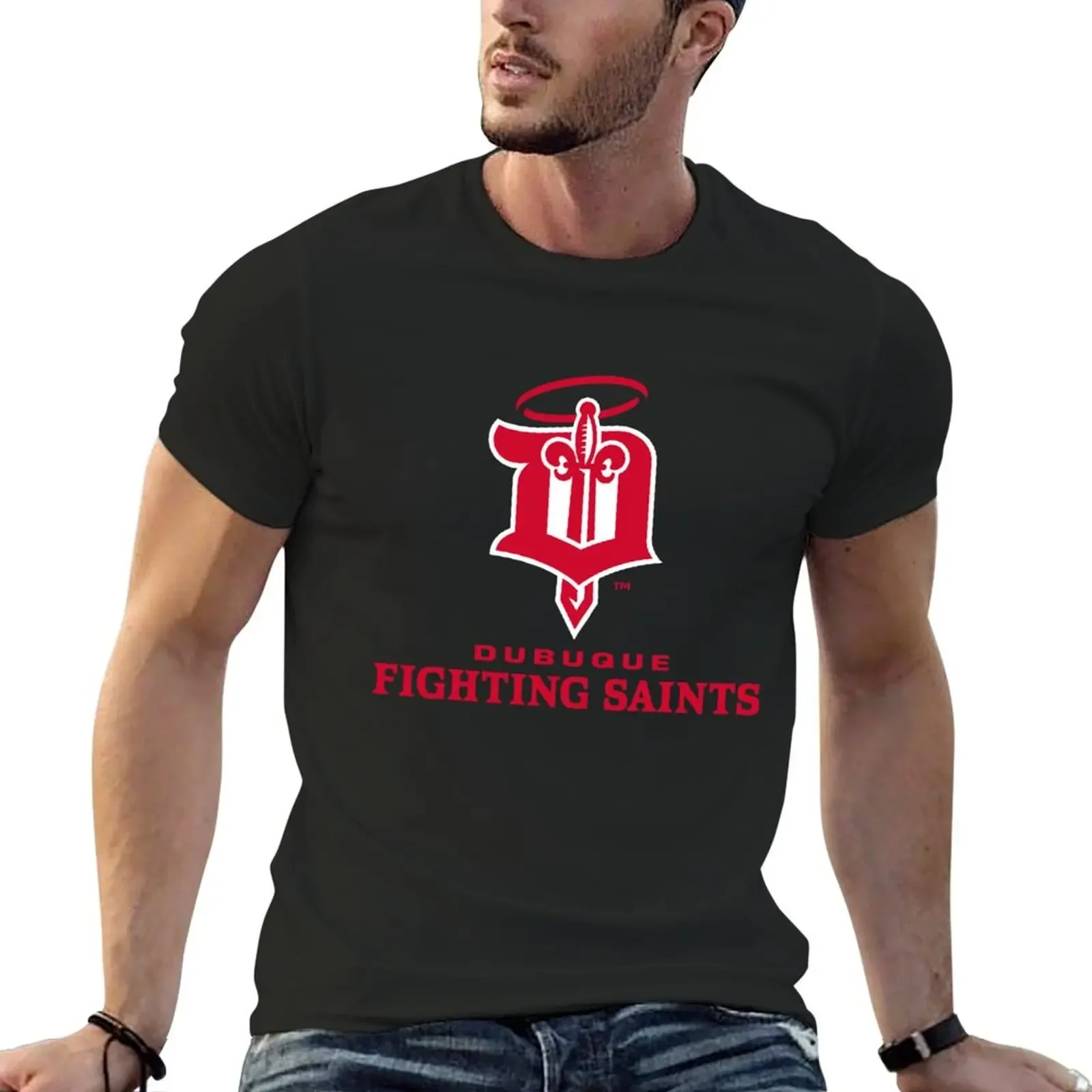 Dubuque Fighting Saints T-Shirt vintage graphic tee blanks graphic t shirt vintage sweat shirts, men