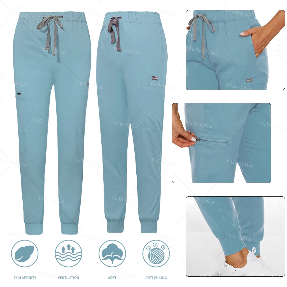 Set di Scrub per donna molte tasche uniformi per infermiere mediche di bellezza abbigliamento da lavoro clinico dentale ospedaliero accessori per abiti chirurgici