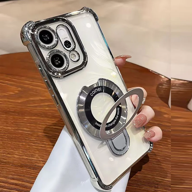 ل ممن لهم رينو 14 13 12 11 Reno14 Reno13 F Pro 13F 14F 12F حافظة حامل مغناطيسي تصفيح وسادة هوائية لينة شفافة غطاء مقاوم للصدمات #2