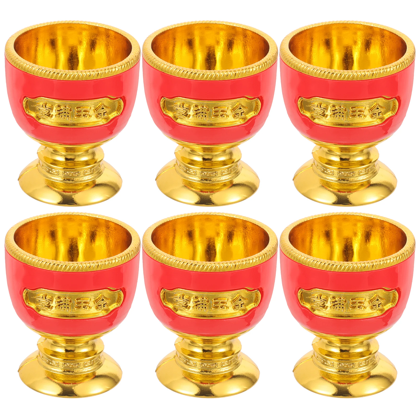 

6 Pcs Highfooted Cups Desktop Offering Cup Home Office Plastic Holy Cup Offering Buddha Worship Desktop Bowl Glassware