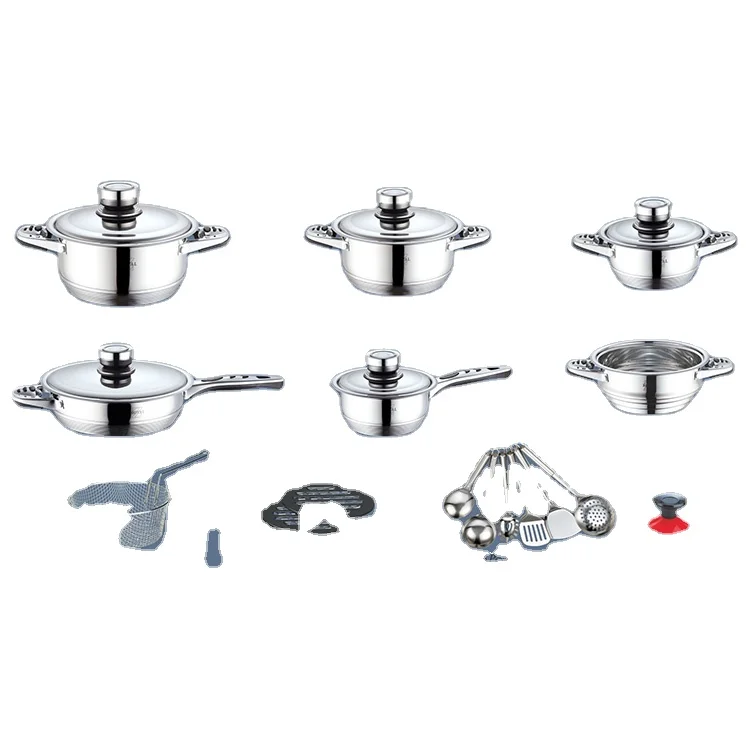 23 Pieces Cookware Stainless with Steel Lid